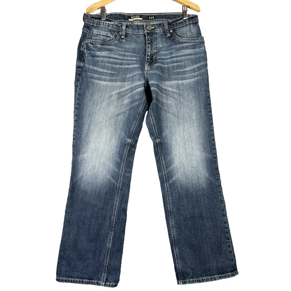Reclaim Jeans Men 33S Blue Medium Wash Relaxed Straight Whisker Denim 29" Inseam - Picture 1 of 12